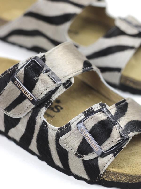 Amalia-Sandal in White Animal Print with Two Straps