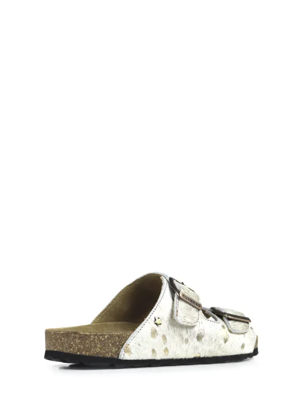 Amalia-White and Gold Animal Print Sandal