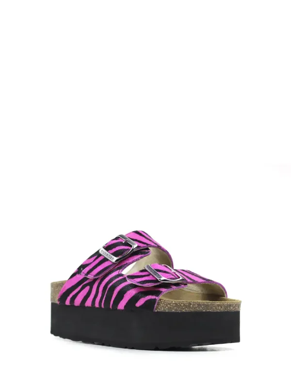 Amalia-Platform Sandal in Pink Animal Print Fur
