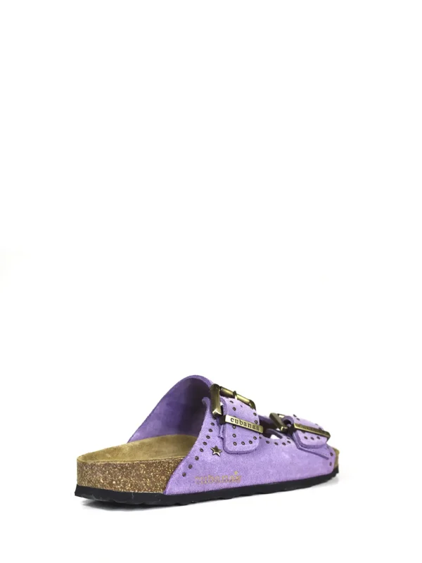 Amalia-Sandal in Purple Suede and Studs