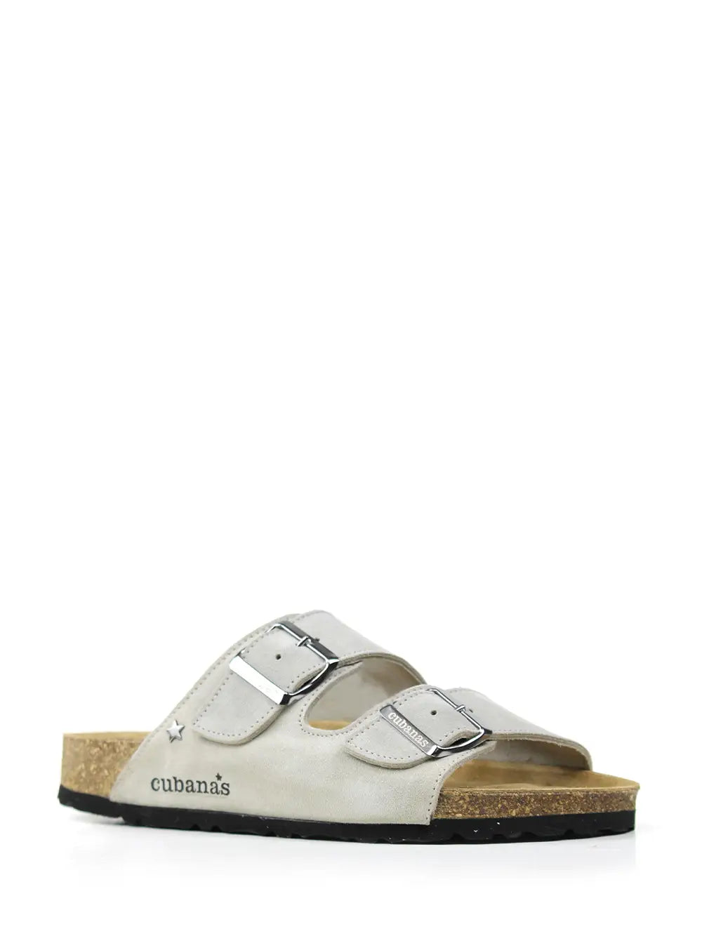 Amalia Sandal in Gray Suede with Two Straps