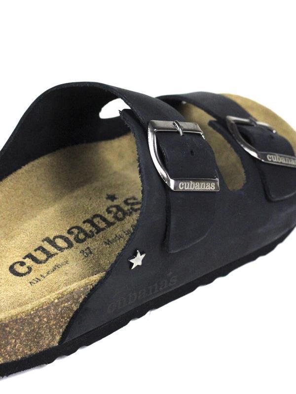 Amalia-Sandal in Black Leather with Two Straps