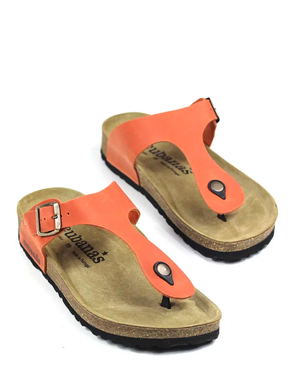 Nazare Sandals in Orange Leather with Straps