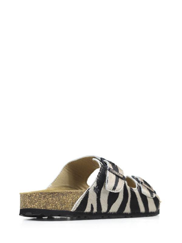 Amalia-Sandal in White Animal Print with Two Straps