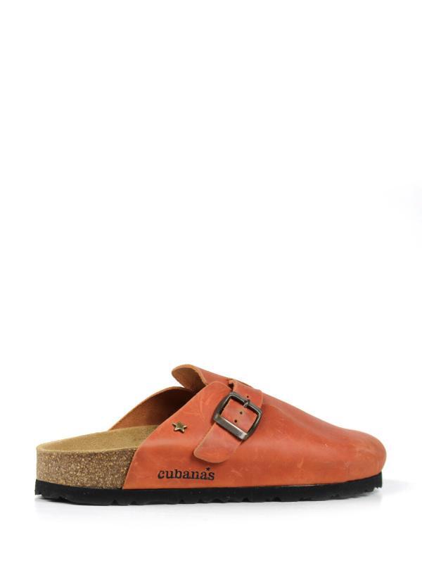 Maria-Closed Sandal in Orange Leather