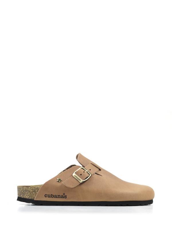 Maria-Closed Sandal in Camel Leather