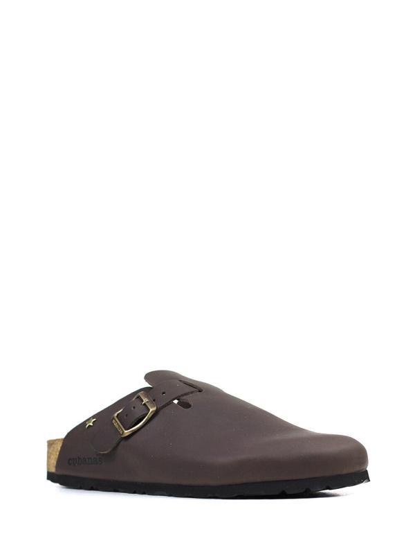 Maria-Closed Sandal in Brown Leather