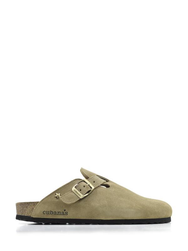 Maria-Closed Sandal in Beige Suede