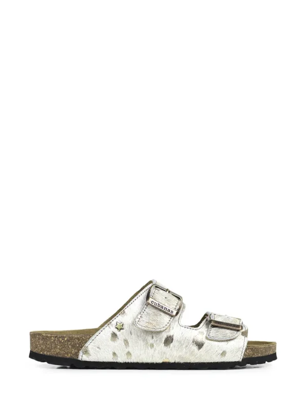 Amalia-White and Gold Animal Print Sandal