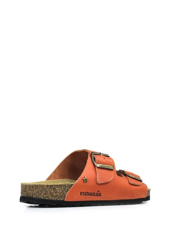 Amalia-Sandal in Orange Leather with Two Straps