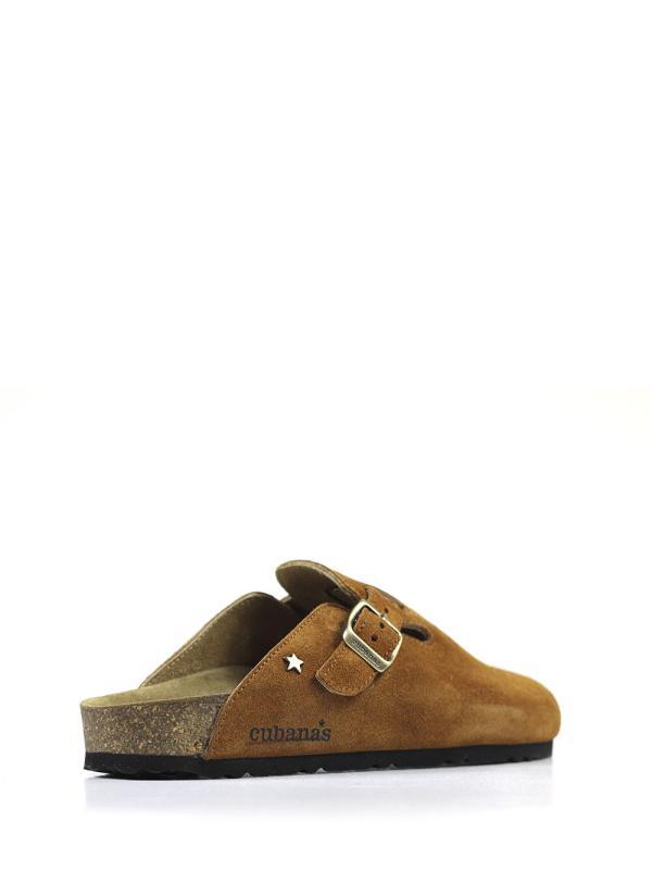 Maria-Closed Sandal in Camel Suede