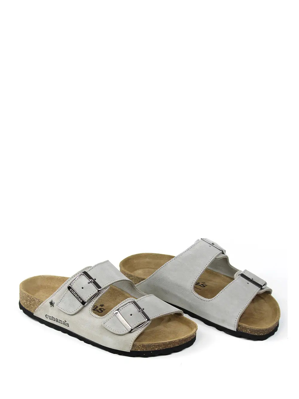 Amalia Sandal in Gray Suede with Two Straps