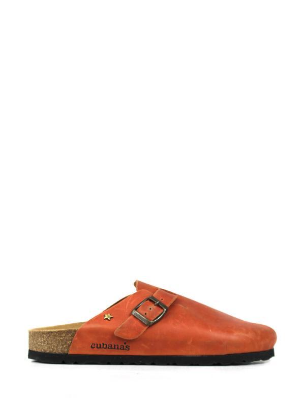Maria-Closed Sandal in Orange Leather