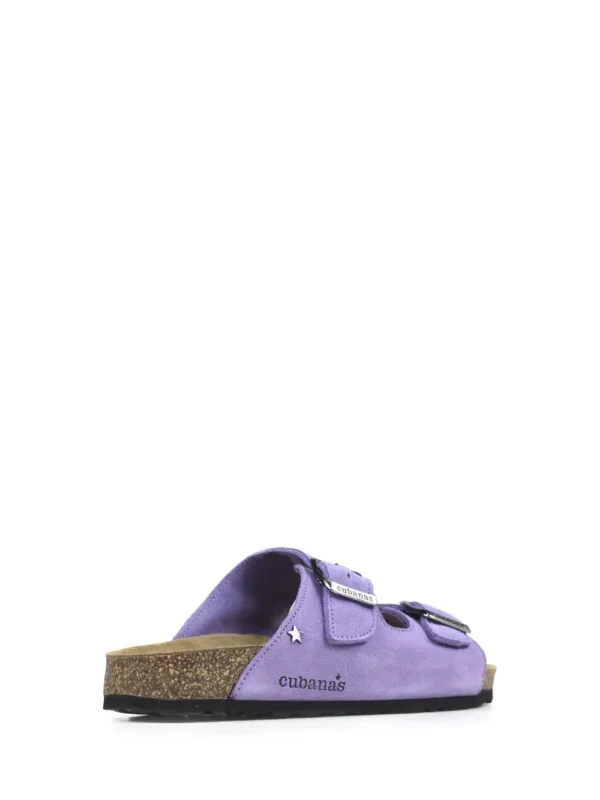 Amalia-Purple Suede Sandal with Two Straps