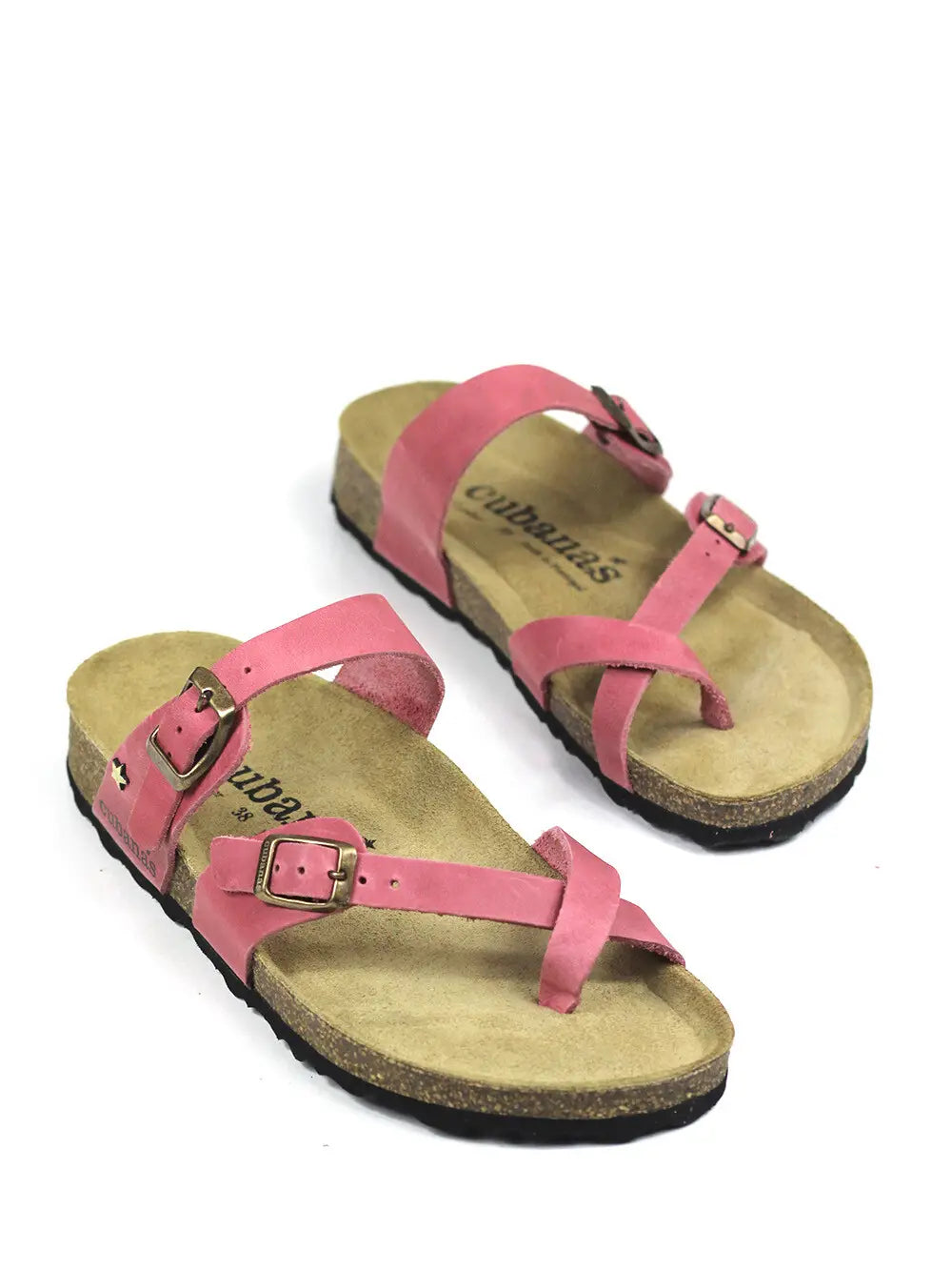 Nazare Sandal in Pink Leather with Straps