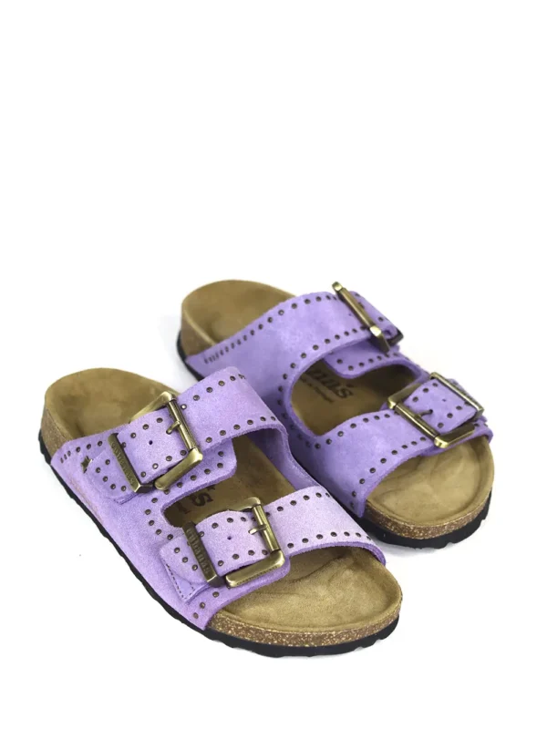 Amalia-Sandal in Purple Suede and Studs