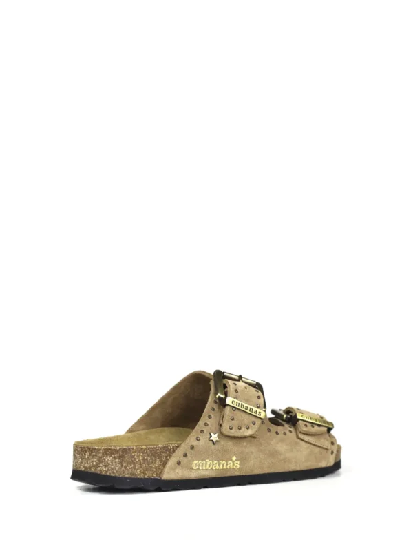 Amalia-Sandal in Beige Suede and Studs