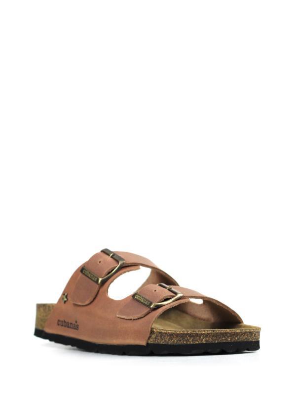 Amalia-Sandal in Camel Leather with Two Straps