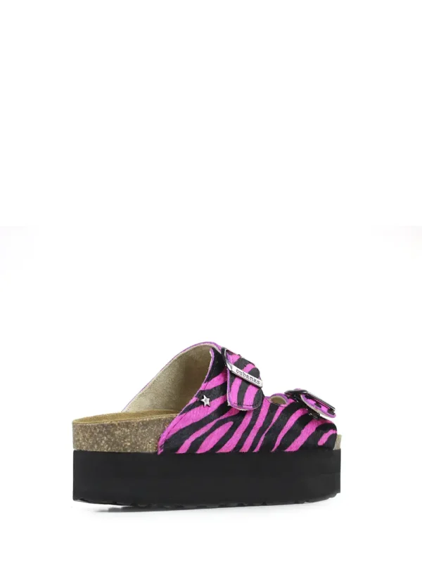 Amalia-Platform Sandal in Pink Animal Print Fur
