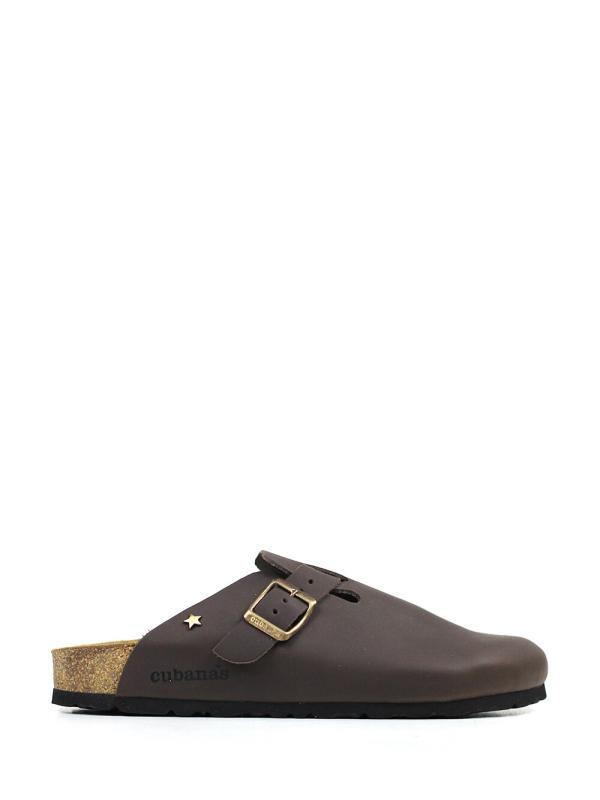 Maria-Closed Sandal in Brown Leather