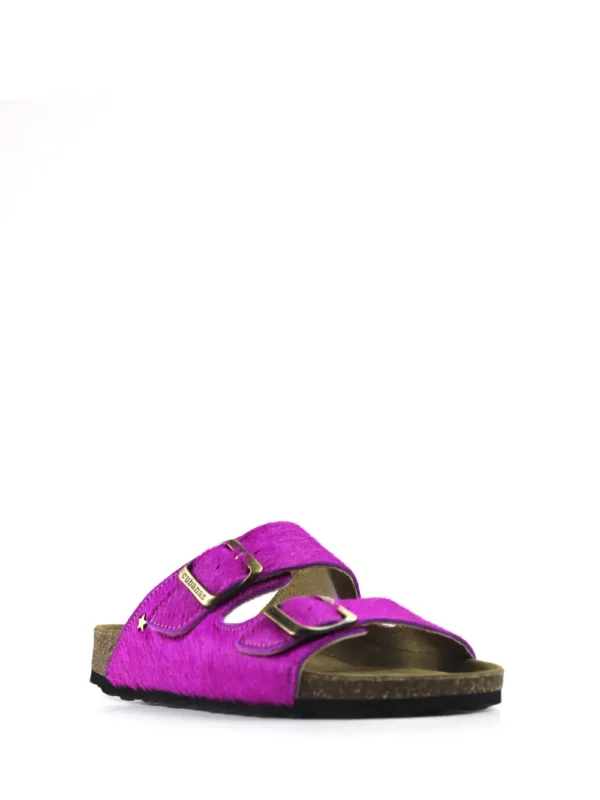 Amalia-Pink Fur Two-Strap Sandal