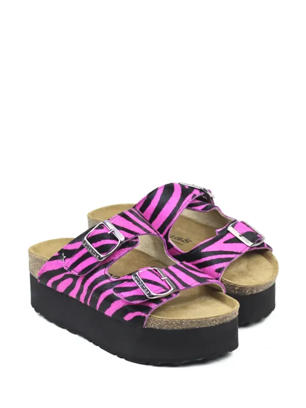 Amalia-Platform Sandal in Pink Animal Print Fur