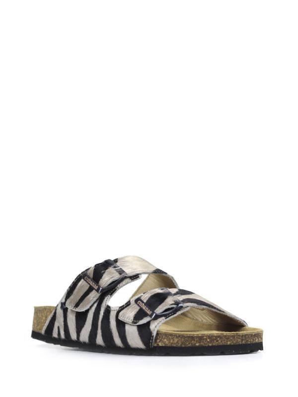 Amalia-Sandal in White Animal Print with Two Straps