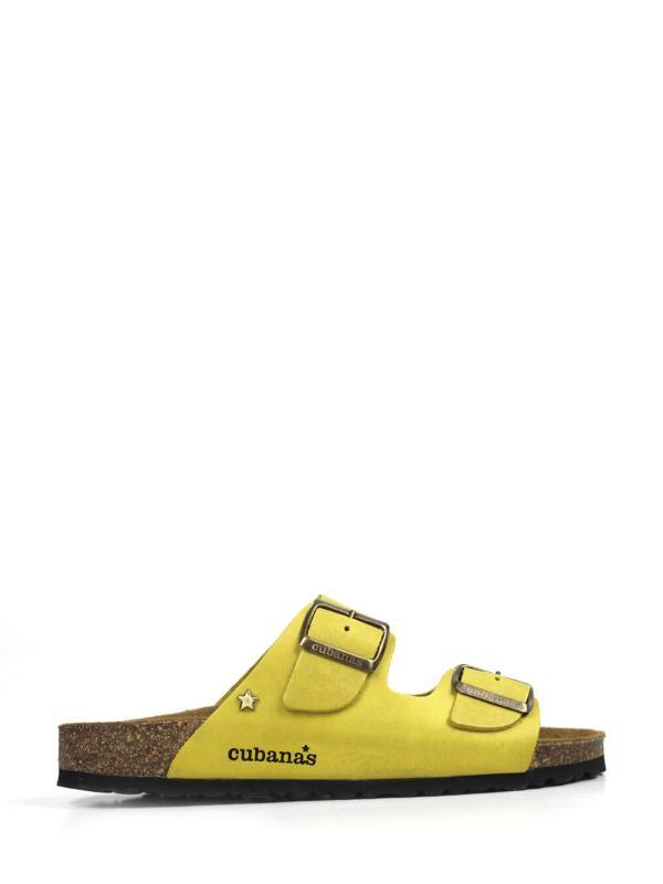 Amalia-Sandal in Yellow Leather with Two Straps