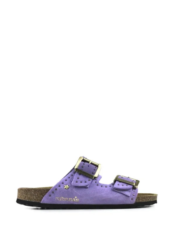 Amalia-Sandal in Purple Suede and Studs