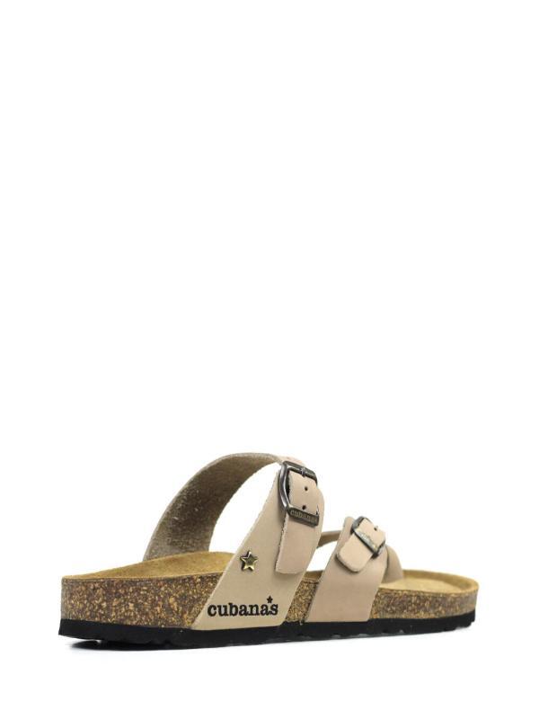 Nazare-Sandal in Beige Leather with Multiple Straps