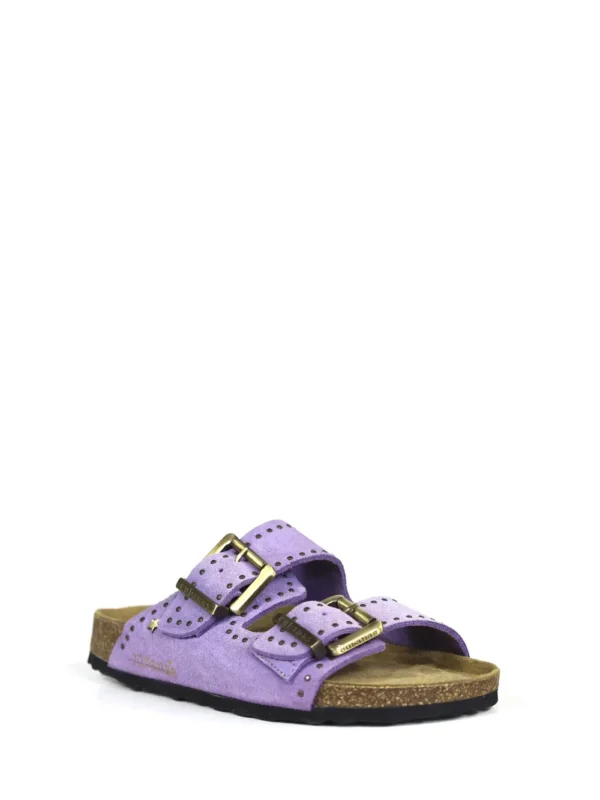 Amalia-Sandal in Purple Suede and Studs