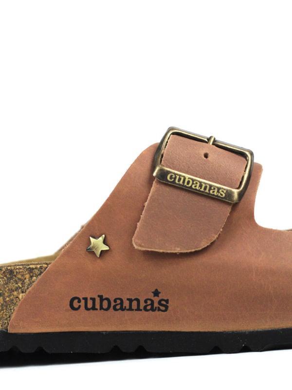 Amalia-Sandal in Camel Leather with Two Straps