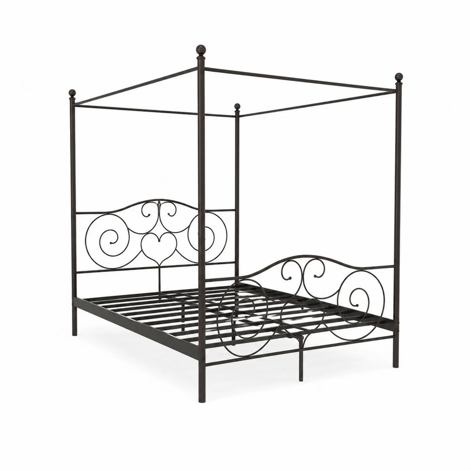 Metalowe łóżko z baldachimem czarne 200x160 cm