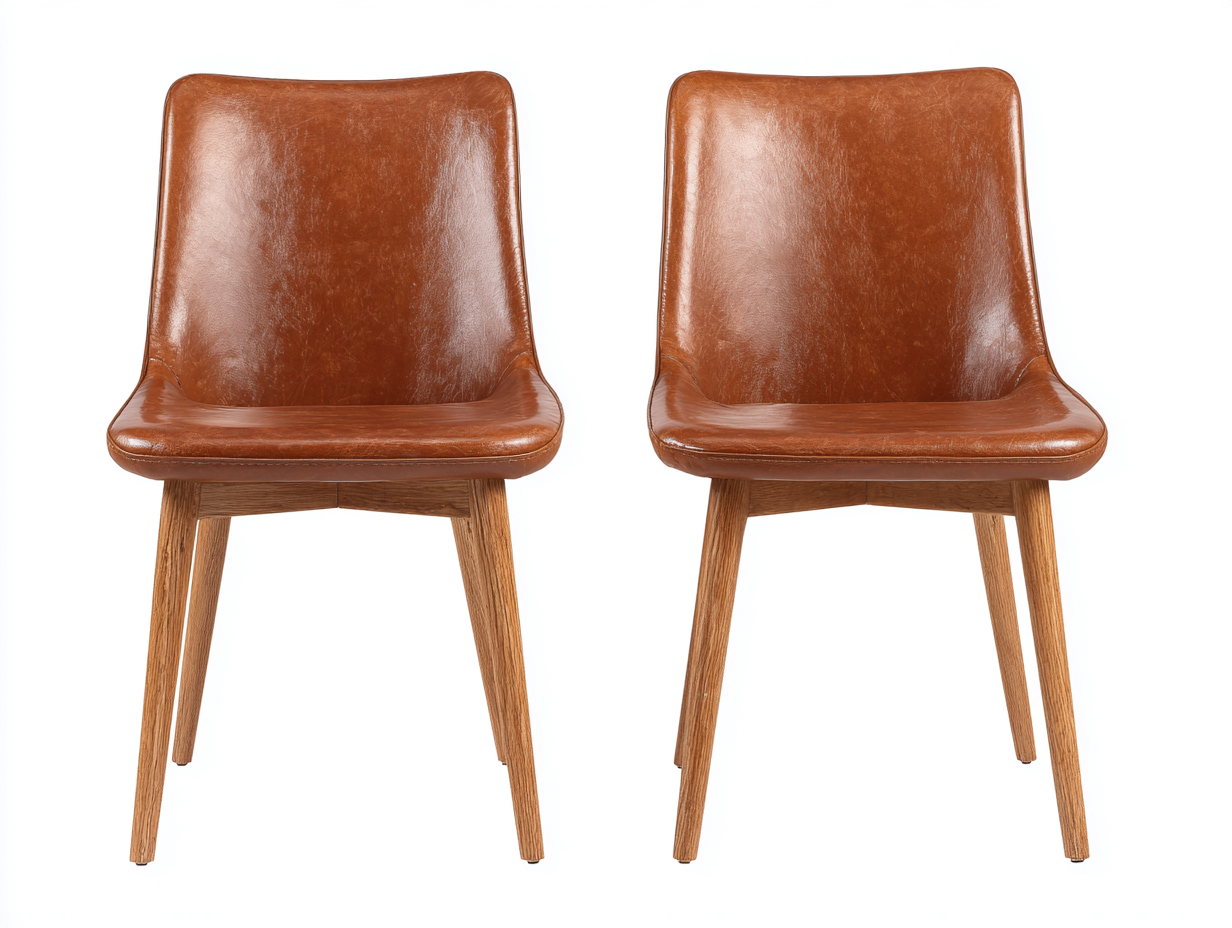 Esszimmerstühle Holzgestell Kunstleder gepolstert 54x52x80 cm - braun - modernes Design-Havenuplab