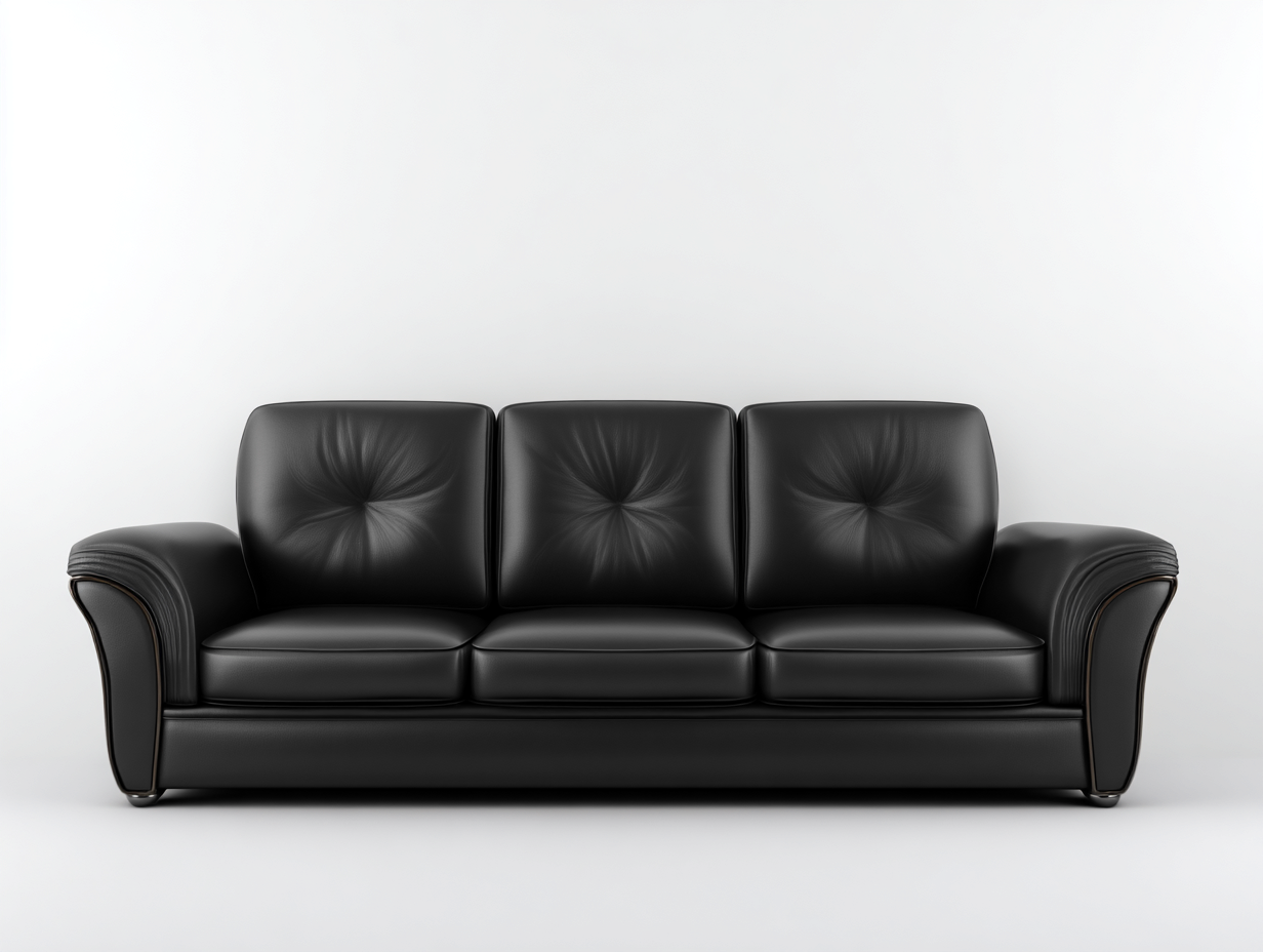 3 Sitzer Sofas Kunstleder Polsterung 215x90x85 cm Schwarz - Holzrahmen - Klassisches Design-Havenuplab