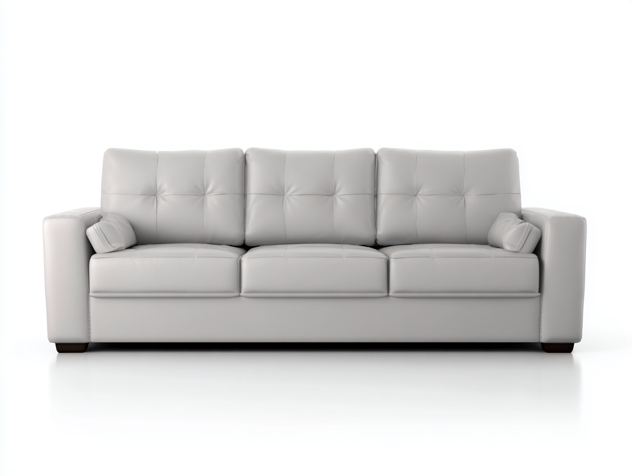 3 Sitzer Sofas Kunstleder 210x90x85 cm - Hellgrau - Modernes Design für Wohnzimmer-Havenuplab