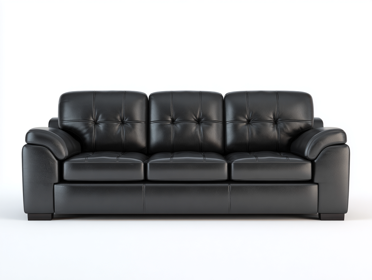 3 Sitzer Sofas Kunstleder 210x90x85 cm - Schwarz - Modernes Design für Wohnzimmer-Havenuplab