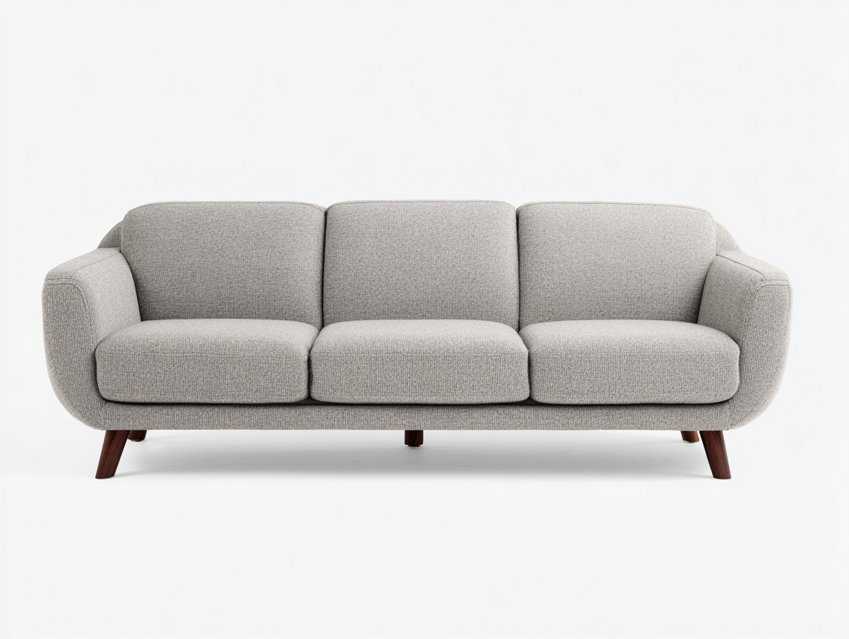 3 Sitzer Sofas Stoff Polsterung 210x85x80 cm Hellgrau - Holzgestell Braun - Modernes Design-Havenuplab
