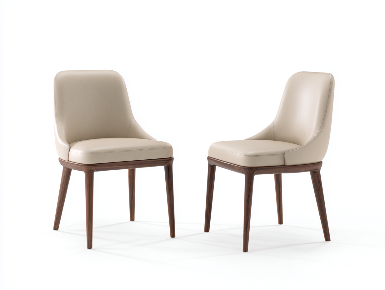 Esszimmerstühle Kunstleder Polsterung 55x60x80 cm Beige - Holzgestell Braun - Modernes Design-Havenuplab