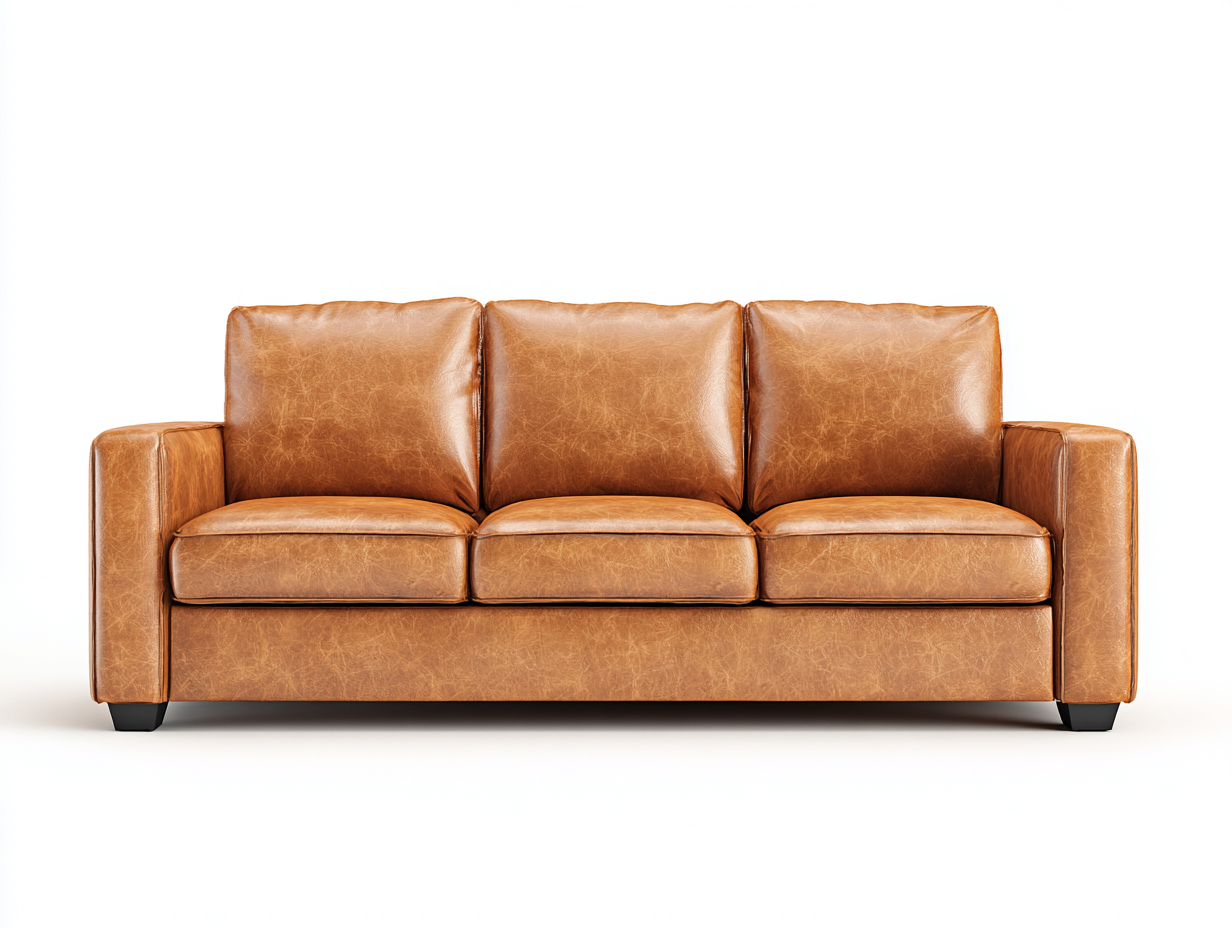 3 Sitzer Sofas Kunstleder 210x90x85 cm - Braun - Modernes Design - geeignet für Wohnzimmer-Havenuplab