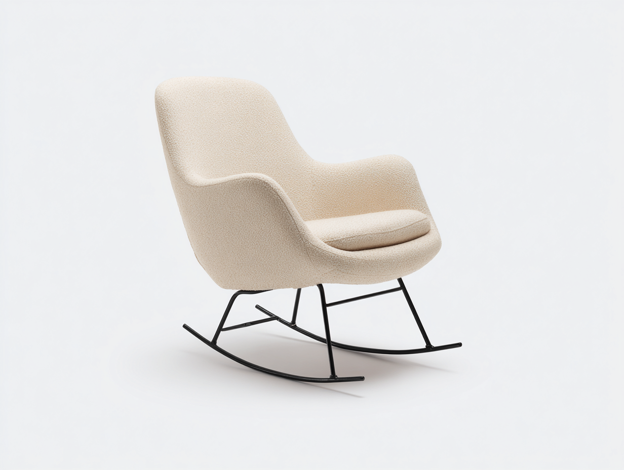 Schaukelstühle Stoff Metallgestell 90x70x95 cm - Beige-Schwarz - Modernes Design - geeignet für Wohnzimmer-Havenuplab
