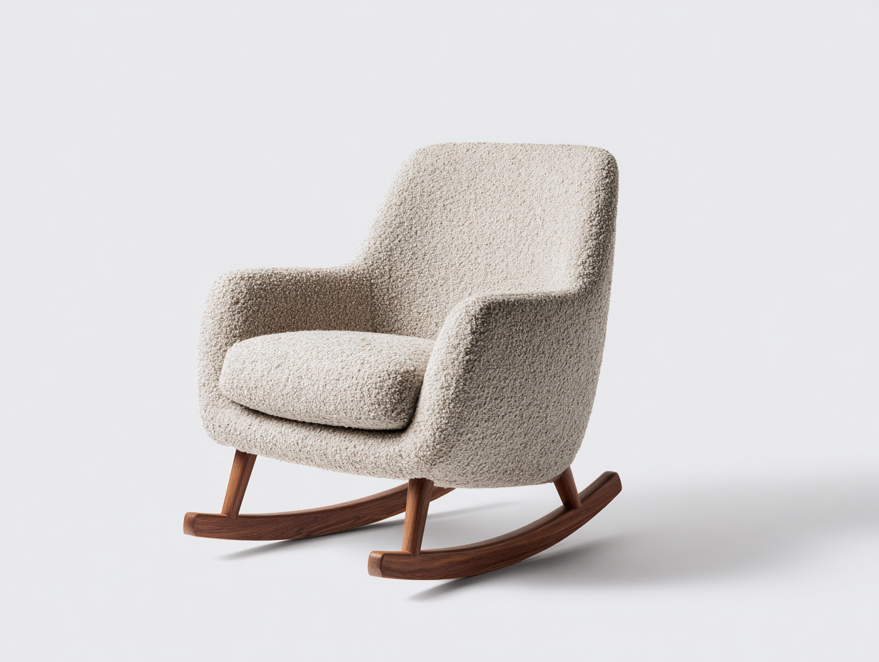 Schaukelstühle Stoff Polsterung 70x85x95 cm Beige - Holzgestell Braun - Modernes Design-Havenuplab