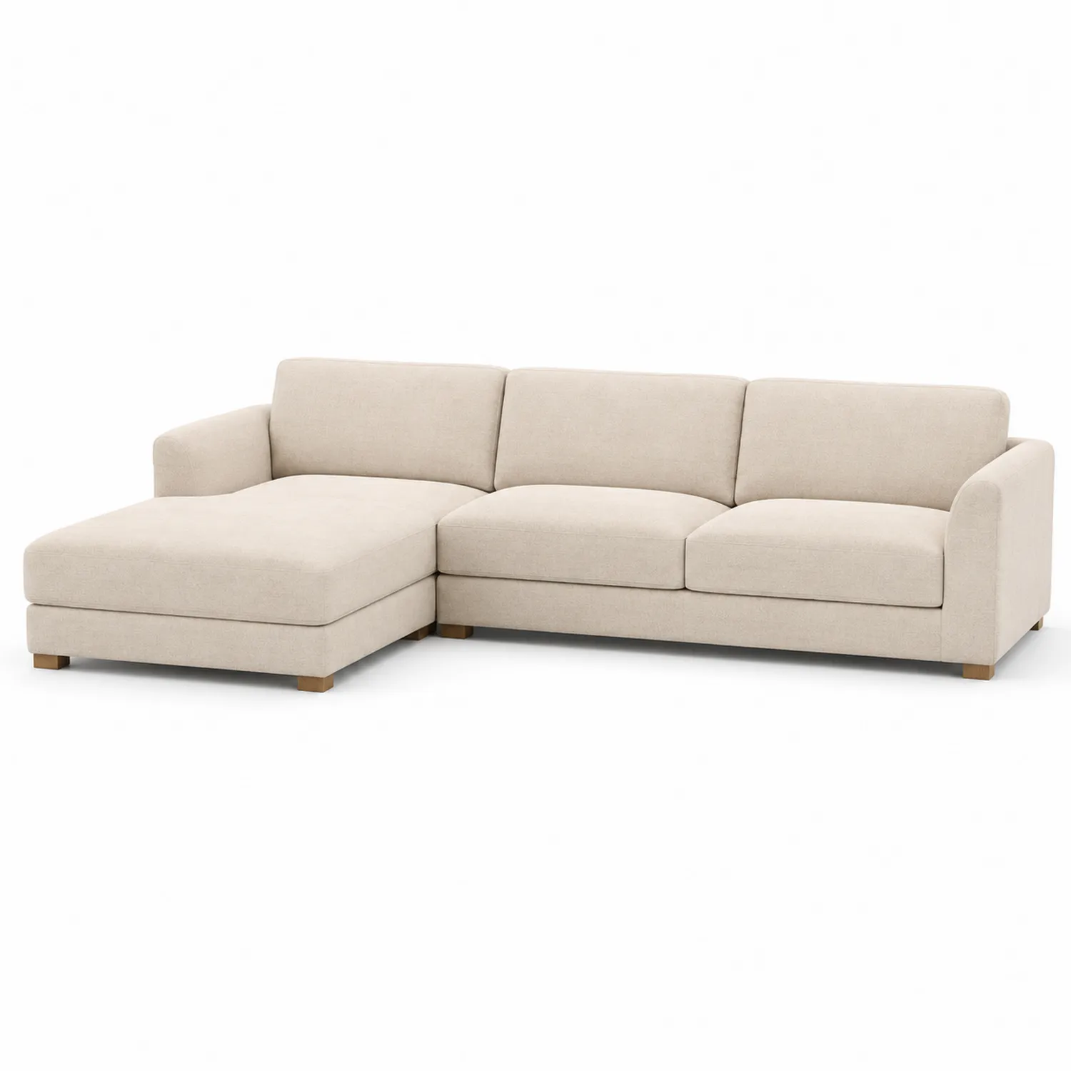 Sofa narożna beżowa lewa lniana 250 cm-Nordiclivingart