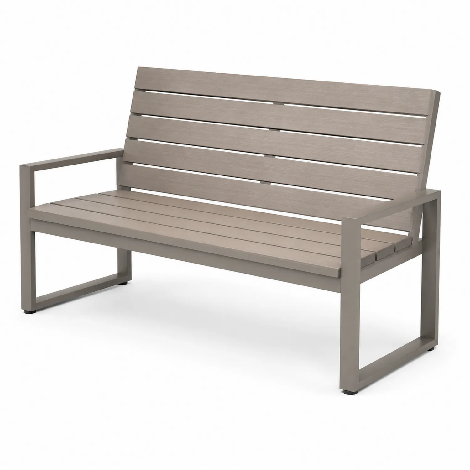 Ławka ogrodowa aluminium drewno kompozytowe 150 cm Szary-Nordiclivingart