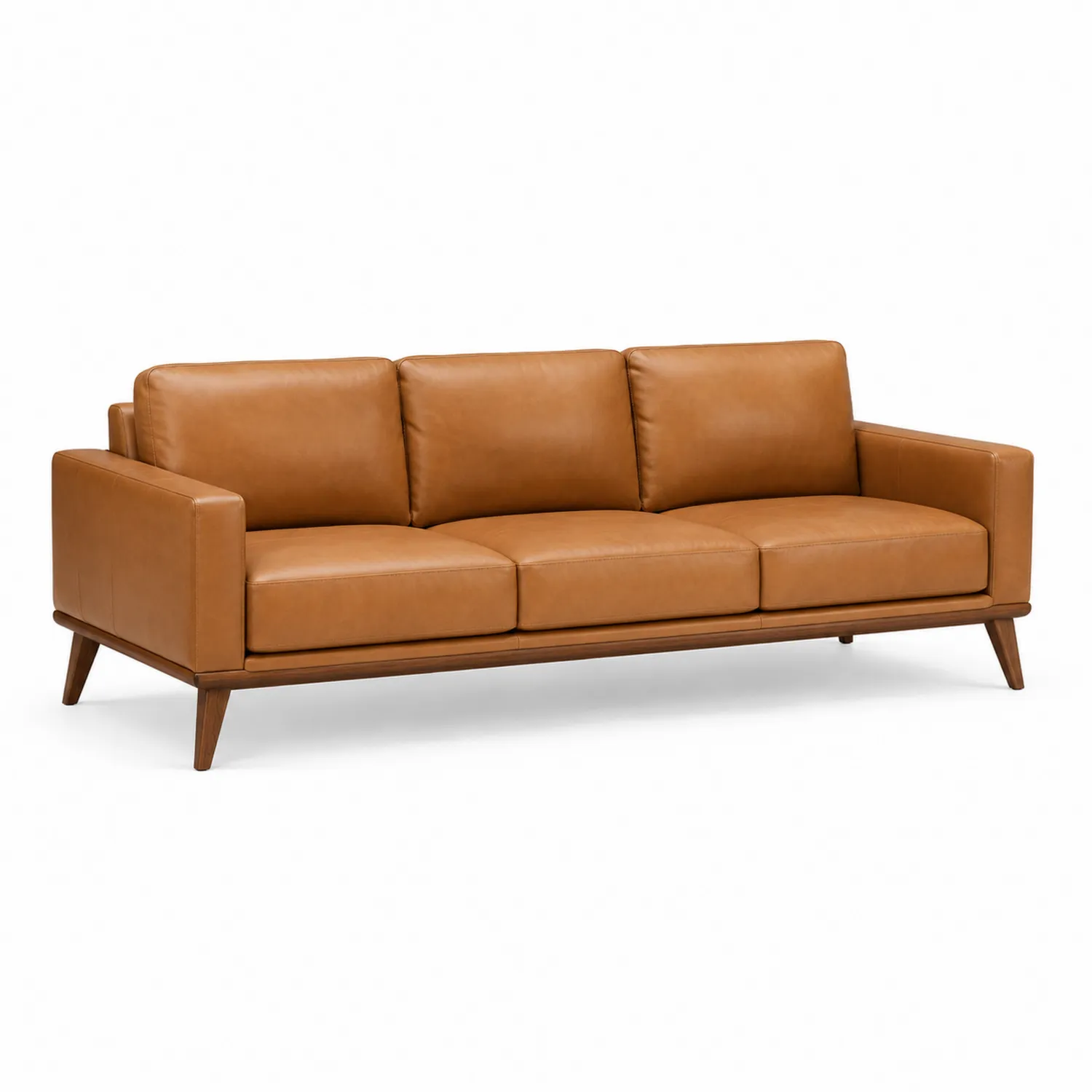 Skórzana sofa trzyosobowa z drewna bukowego-Nordiclivingart
