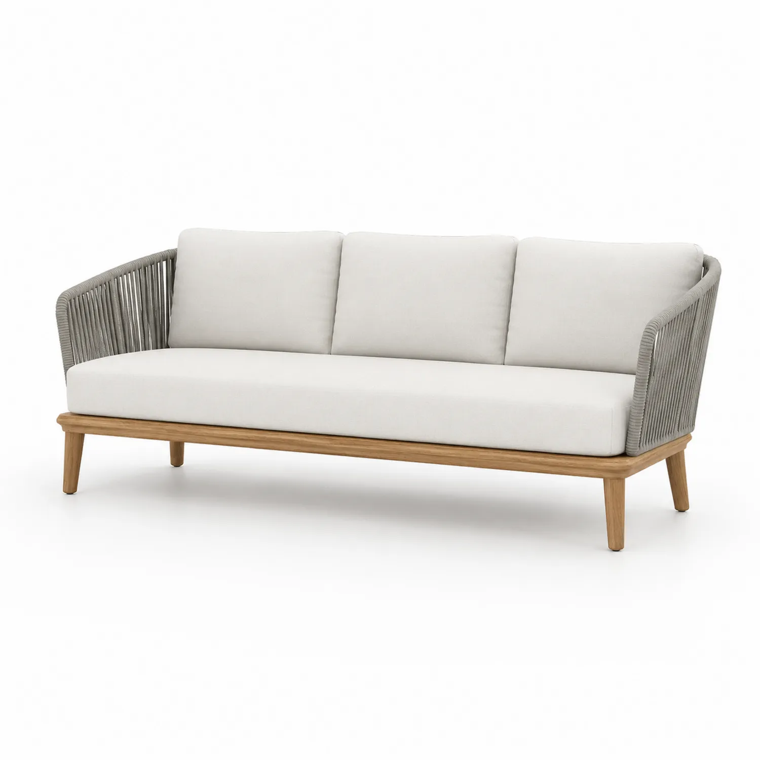 Sofa zewnętrzna szara z drewnianą ramą-Nordiclivingart