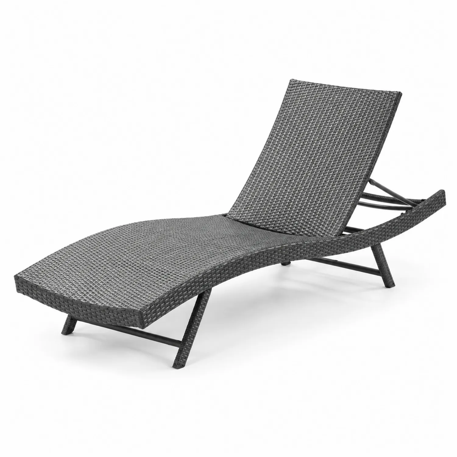 Leżak z technorattanu antracytowy 200x65x35 cm