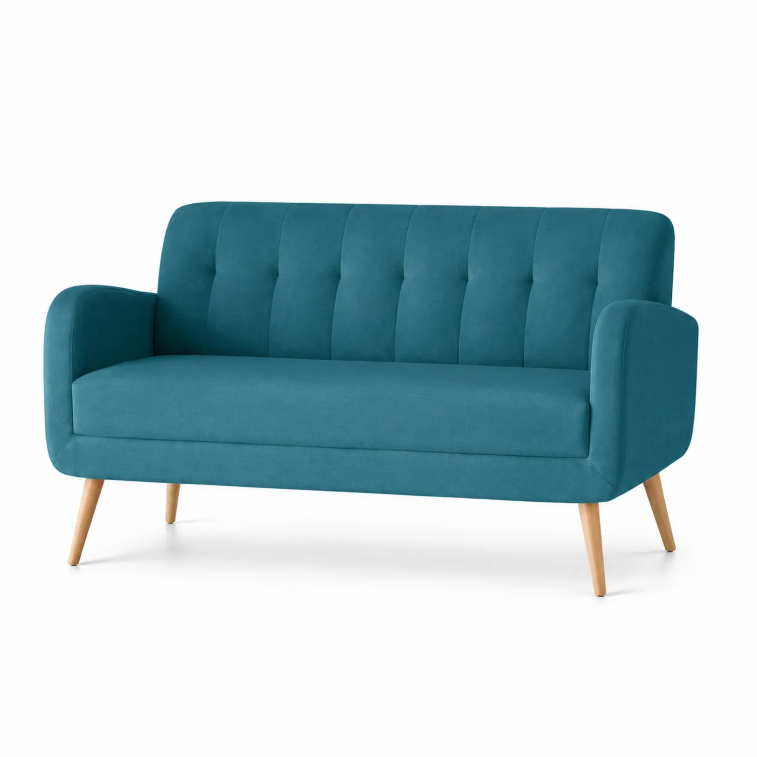 Sofa welurowa z drewnianymi nogami Turkusowa 140x75x80 cm