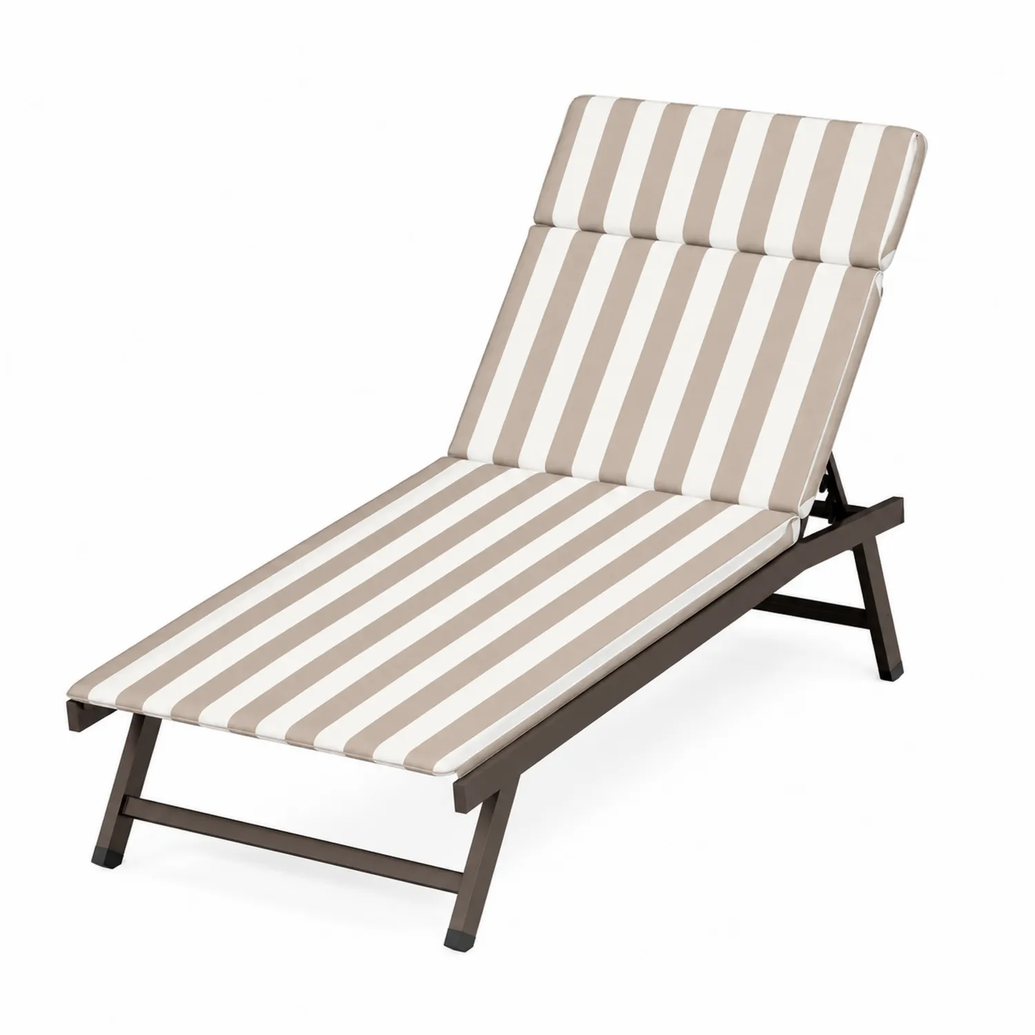 Leżak aluminiowy w paski beżowo-białe 195x65x32 cm