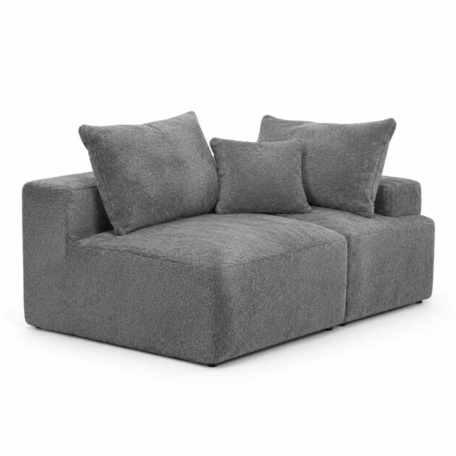 Kanapa dwuosobowa szara z poliestru 140 cm x 85 cm x 75 cm